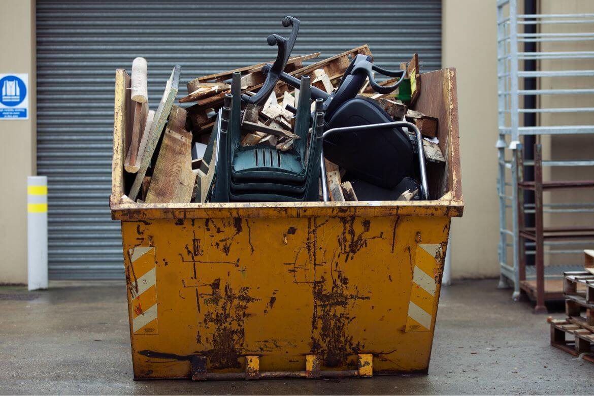 skip filled with waste