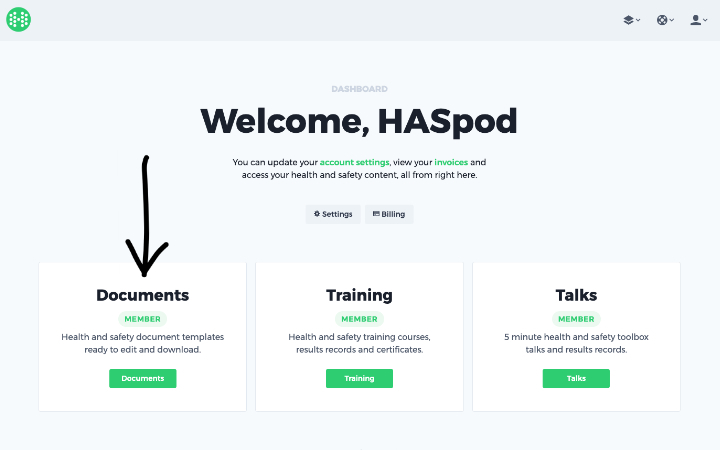 haspod user dashboard