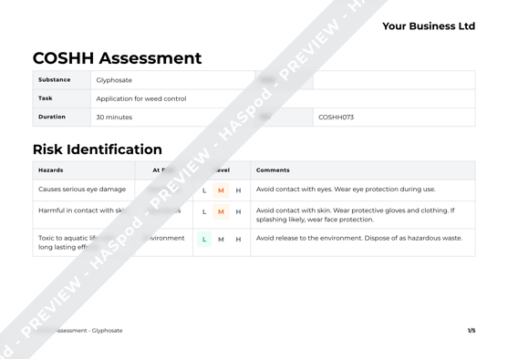 COSHH Assessment Glyphosate image 1