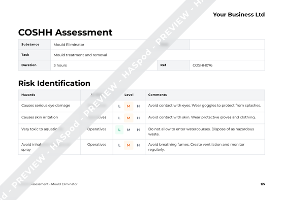 COSHH Assessment Mould Eliminator image 1