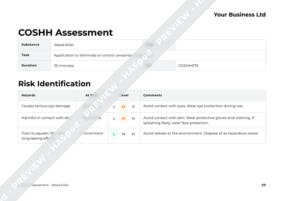 COSHH Assessment Weed Killer image 1