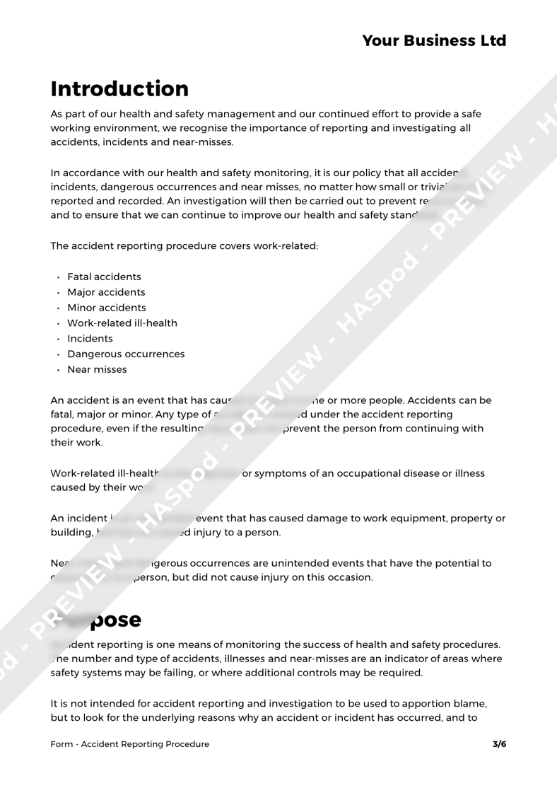 Accident Procedures Form.pdf Accident Reporting Procedure Form Template - HASpod