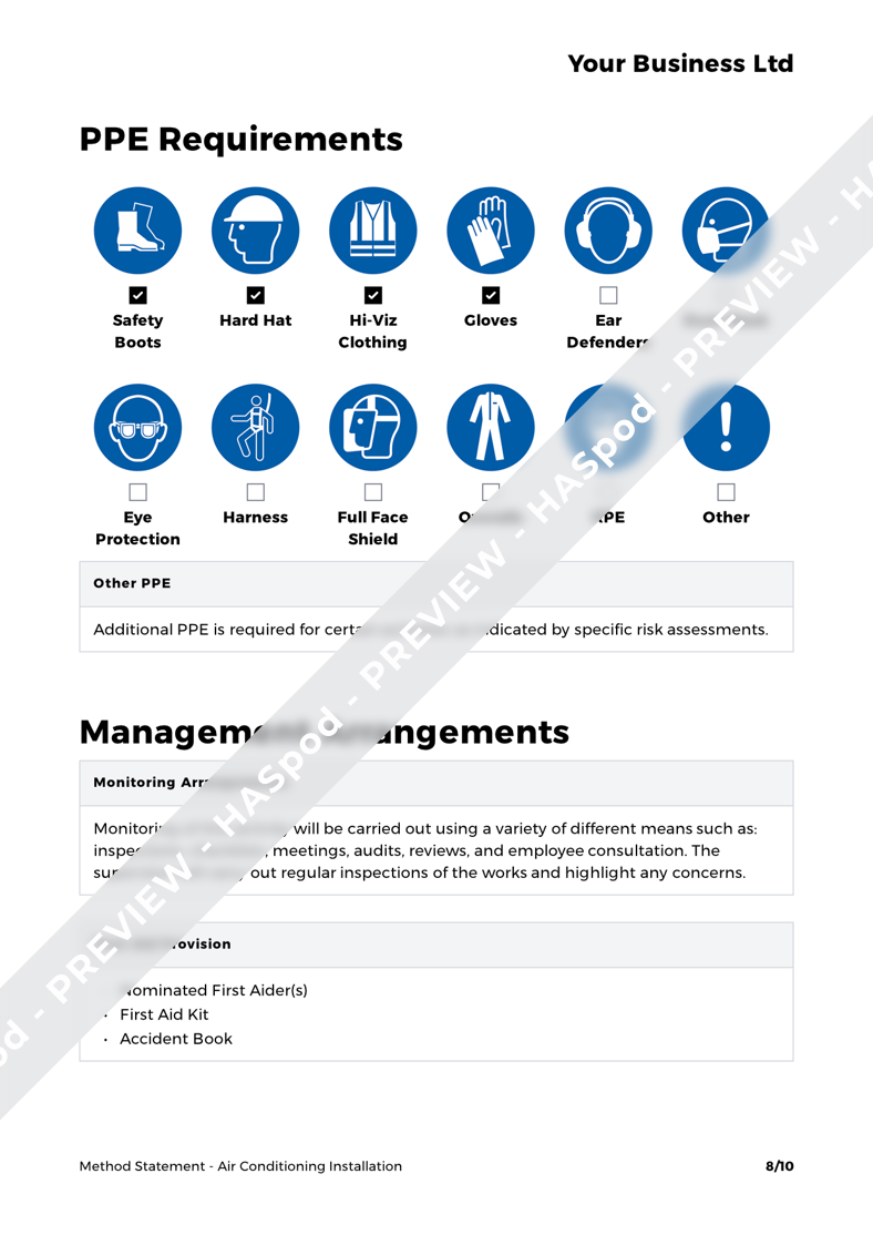 Air Conditioning Installation Method Statement Template HASpod