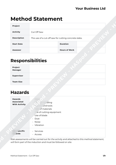 Method Statement Cut Off Saw image 1