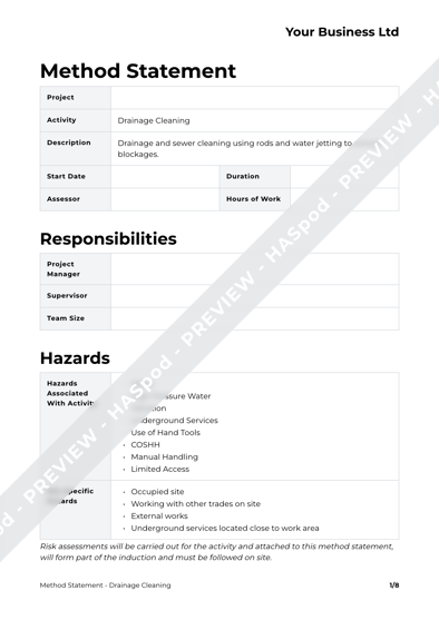 Method Statement Drainage Cleaning image 1