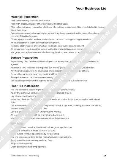 Method Statement Floor Tiling image 2