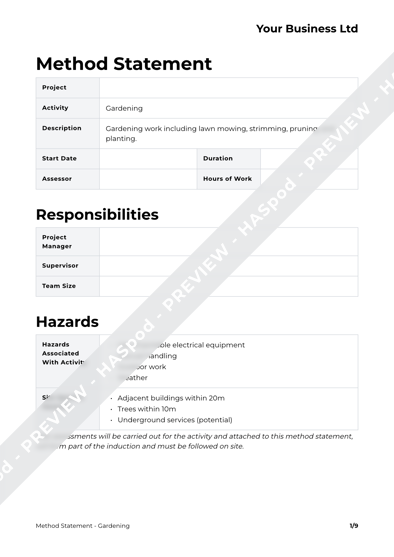Method Statement Gardening image 1