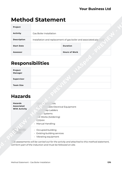 Method Statement Gas Boiler Installation image 1