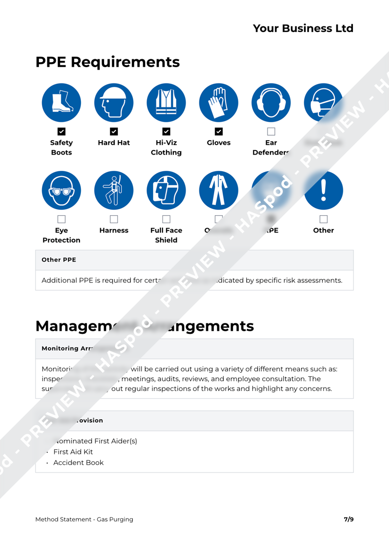 Gas Purging Method Statement Template HASpod
