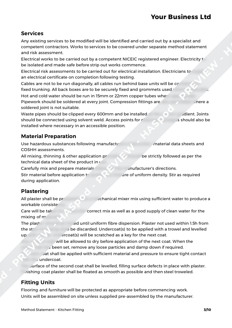 Kitchen Fitting Method Statement Template HASpod