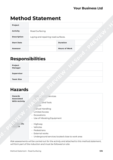 Method Statement Road Surfacing image 1