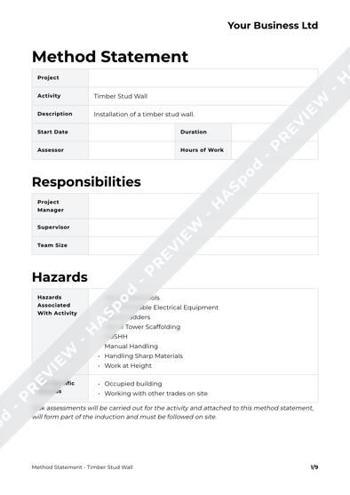 Method Statement Timber Stud Wall image 1