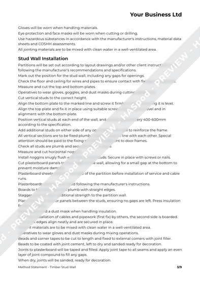 Method Statement Timber Stud Wall image 2