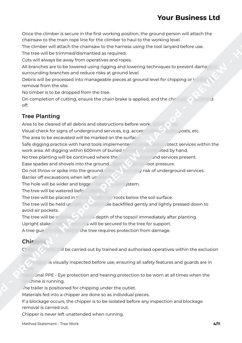 Tree Work Method Statement Template - HASpod