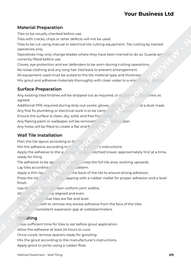 Method Statement Wall Tiling image 2