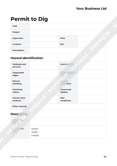 Permit to Work Permit to Dig image 1