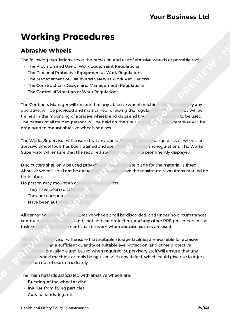 Construction Policy Examples Construction Health and Safety Policy Template - HASpod