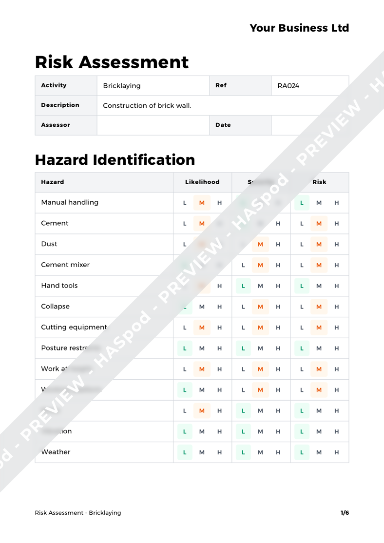 Construction RAMS Mega 100 Document Pack - HASpod