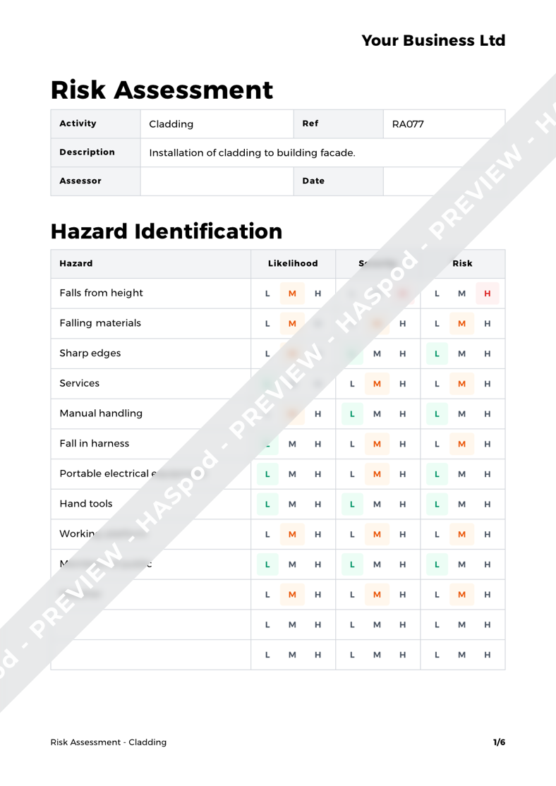Cladding Risk Assessment Template - HASpod