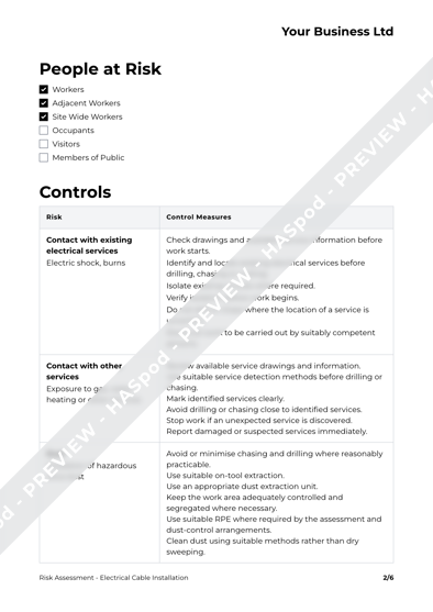 Risk Assessment Electrical Cable Installation image 2