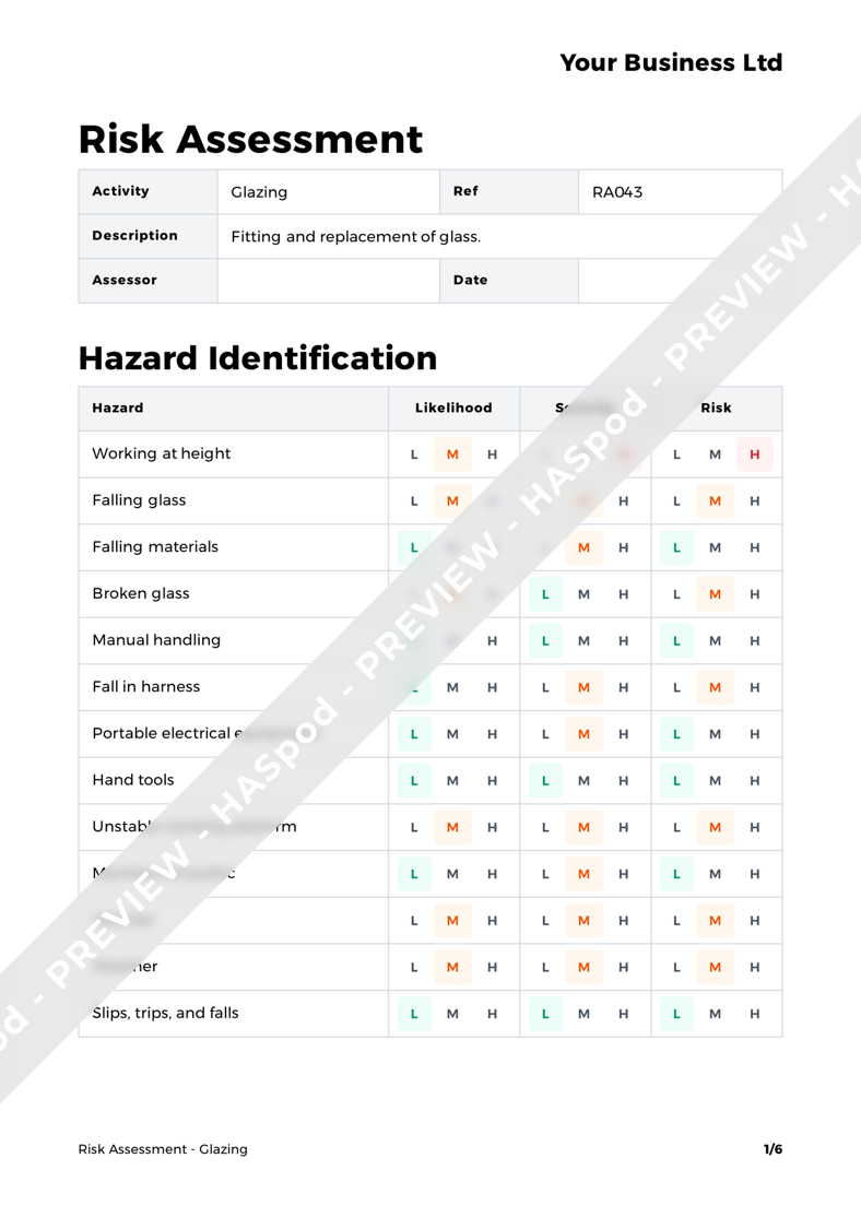 Sharp Edge Using Glass Risk Assessment Glazing Risk Assessment Template - HASpod
