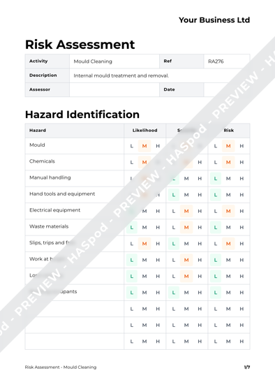 Risk Assessment Mould Cleaning image 1