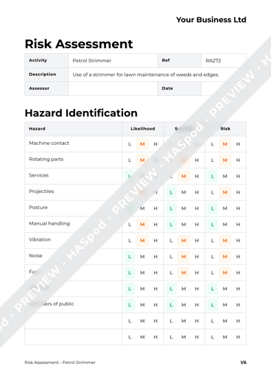 Risk Assessment Petrol Strimmer image 1