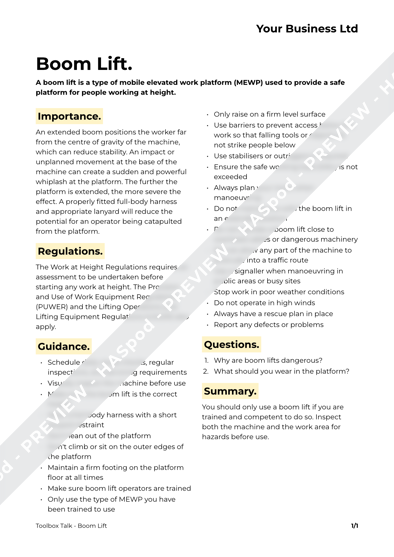 Toolbox Talk Boom Lift image 1