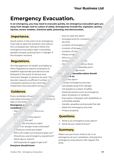 Toolbox Talk Emergency Evacuation image 1