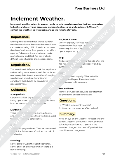 Toolbox Talk Inclement Weather image 1