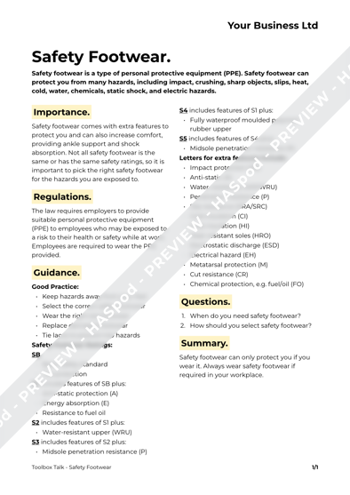 Toolbox Talk Safety Footwear image 1