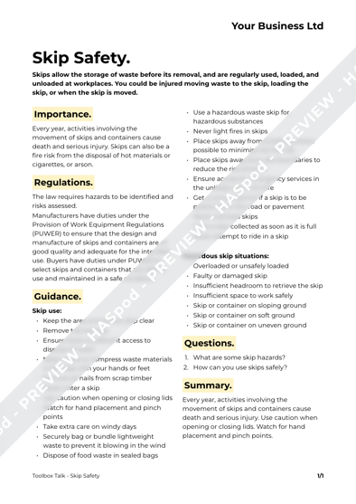 Toolbox Talk Skip Safety image 1